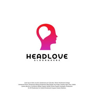 Head love logo vector, Head intelligence logo designs concept vector Stock Illustration