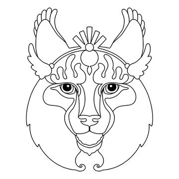 Head of lynx coloring template vector illustration Stock Illustration