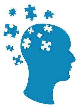 Head Made of Blue Puzzles Stock Illustration
