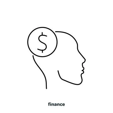 Head of a man and a coin, linear icon on a white background Stock Illustration