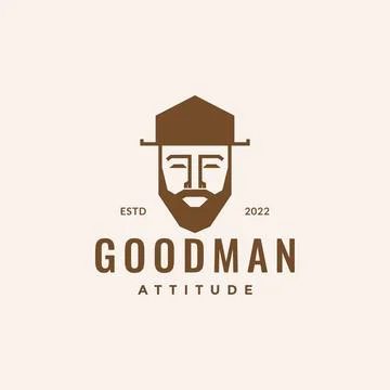 Head man with beard and hat polygon logo design vector graphic symbol icon .. Stock Illustration