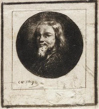 Head of a Man. Charles-Emile Jacque (France, Paris, 1813-1894). France, 184.. Stock-Illustration