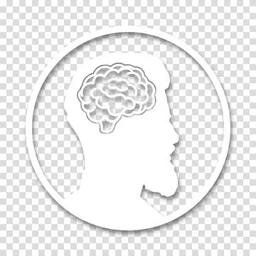 The head of a man is in a circle on transparent background. Paper cut style i Stock Illustration