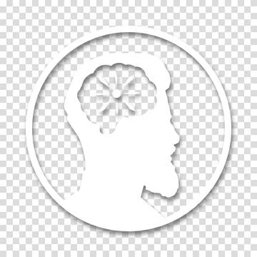 The head of a man is in a circle on transparent background. Paper cut style i Stock Illustration