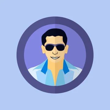 Head of a man in a flat style, icon, man, person Stock Illustration
