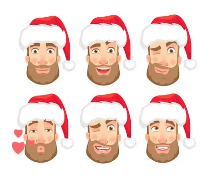 Head of man in hat set Stock Illustration