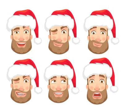 Head of man in hat set Stock Illustration