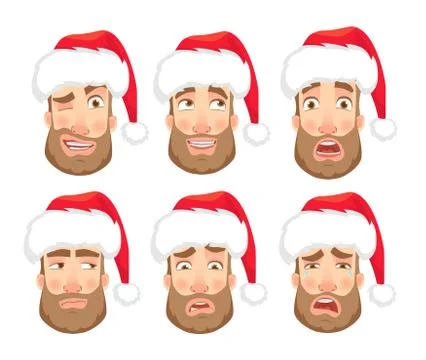 Head of man in hat set Stock Illustration