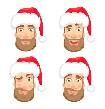 Head of man in hat set Stock Illustration