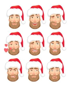 Head of man in hat set Stock Illustration