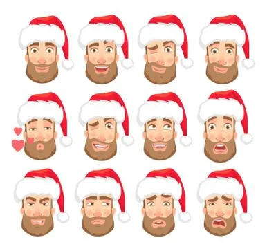 Head of man in hat set Stock Illustration