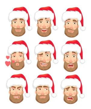 Head of man in hat set Illustrazione stock