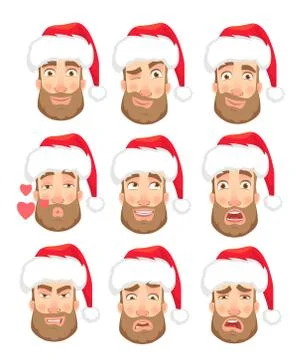 Head of man in hat set Stock Illustration