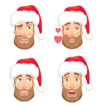 Head of man in hat set Stock Illustration