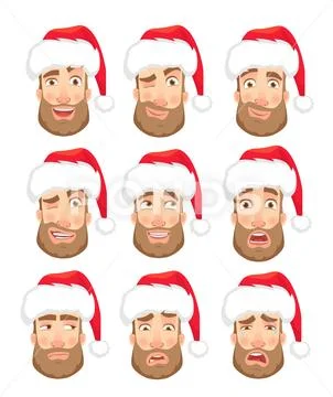 Head of man in hat set Stock Illustration