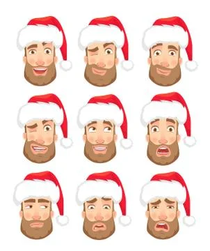 Head of man in hat set Stock Illustration