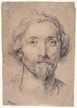 Head of a Man [Nicholas Lanier?]. Guido Reni (Italy, Bologna, 1575-1642). I.. Stock Illustration