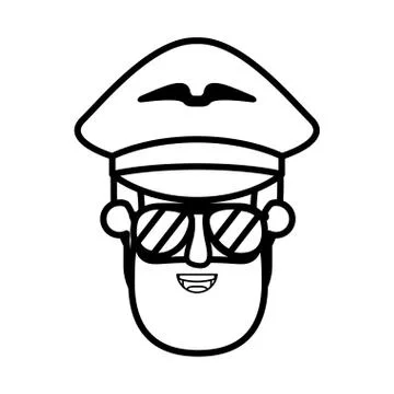 Head of man pilot avatar character Stock Illustration