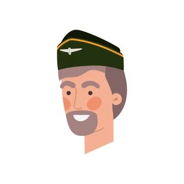Head of man pilot avatar character Stock Illustration