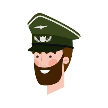 Head of man pilot avatar character Stock Illustration