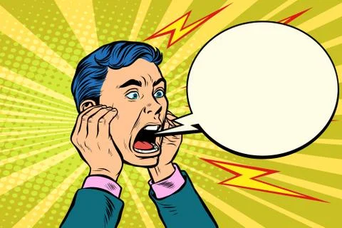 Head of a man screaming Stock Illustration