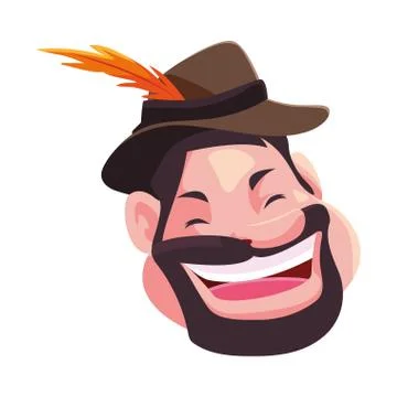 Head of man smiling with hat on white background Stock Illustration