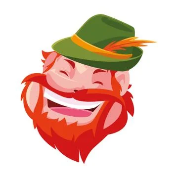 Head of man smiling with hat on white background Stock Illustration