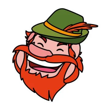 Head of man smiling with hat on white background Stock Illustration