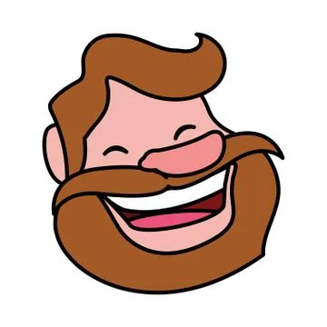 Head of man smiling on white background Stock Illustration