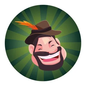 Head of man smiling on white background Stock Illustration