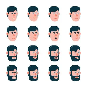 The head of a man with various emotions Stock Illustration