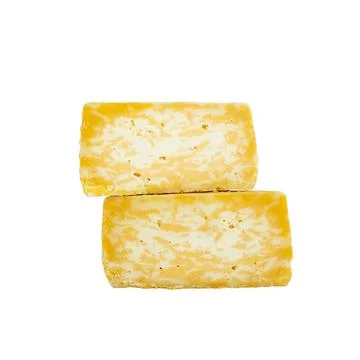 Head of marble cheese in a section on a white background Foto stock
