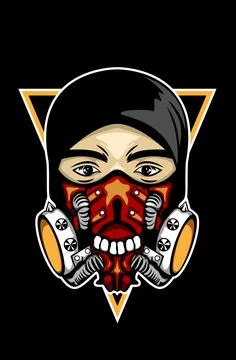 Head with mask vector design for esport logo Illustrazione stock