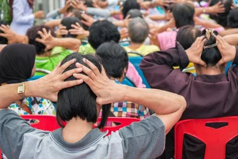 Head Massage elder Stock Photos