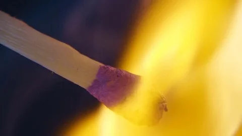 Head matches is lit a bright flame. Macro 動画素材 82714583
