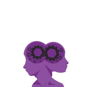 Head with mechanical elements. Robot presenting main agenda. Two faces person Stock Illustration