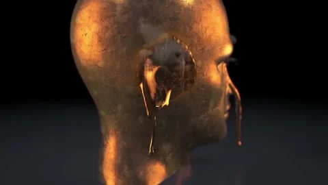 Head melts into gold Stock Footage 292230363