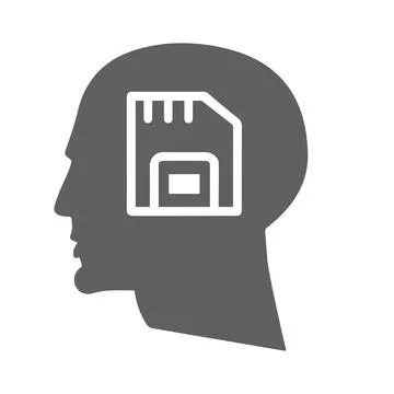 Head, Memory chip icon. Gray vector design. 스톡 일러스트