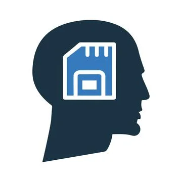 Head, Memory chip icon. Simple editable vector illustration. Stock Illustration