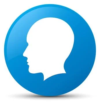 Head men face icon cyan blue round button Stock Illustration