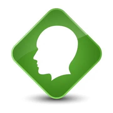 Head men face icon elegant soft green diamond button Stock Illustration