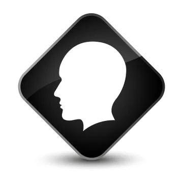 Head men face icon elegant black diamond button Stock Illustration