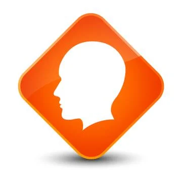 Head men face icon elegant orange diamond button Stock Illustration