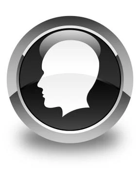 Head men face icon glossy black round button Illustrazione stock
