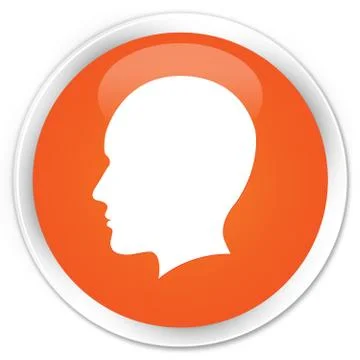 Head men face icon premium orange round button Stock Illustration