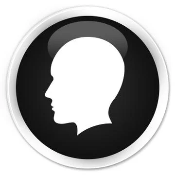 Head men face icon premium black round button Stock Illustration