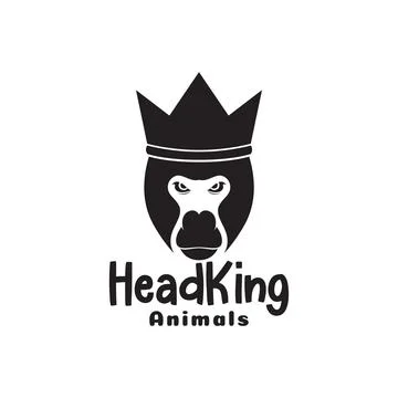 Head monkey angry with crown  logo design vector graphic symbol icon illust.. Illustrazione stock