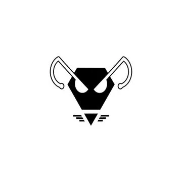 Head mouse art logo design inspiration, isolated on white background, Flat de Stock Illustration