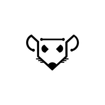 Head mouse art logo design inspiration, isolated on white background, Flat de Stock Illustration