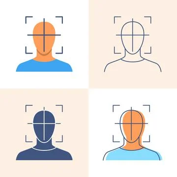 Head movement tracking icon set in flat and line style Illustrazione stock
